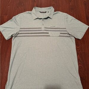 Travis Mathew Mint Green Polo with Gray Stripes